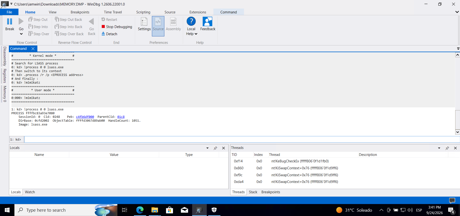 Finding lsass.exe process