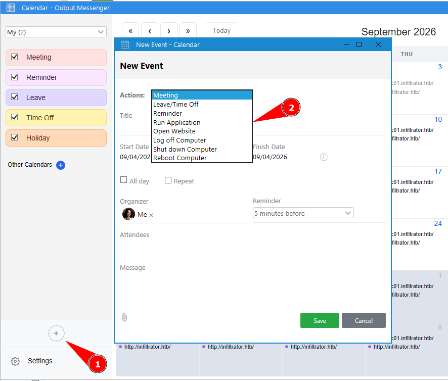 Run Application in Calendar Event